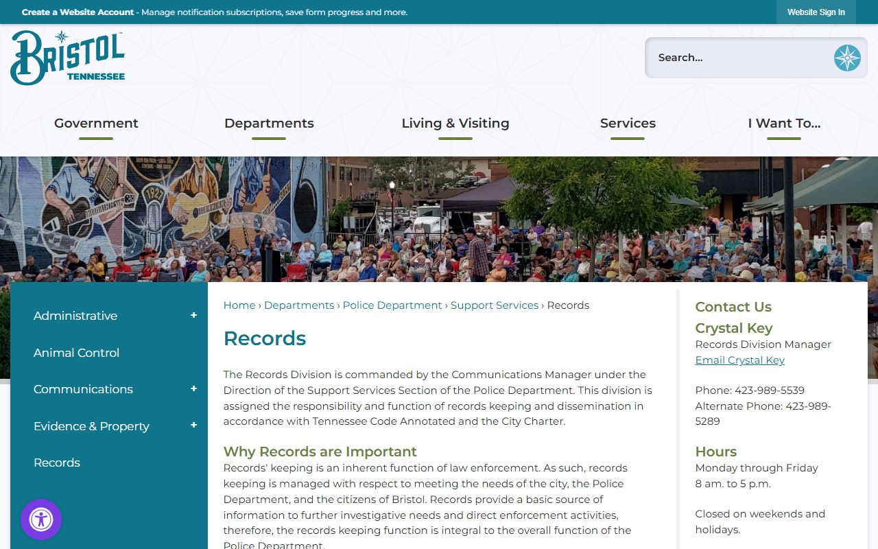 Bristol Felony Records police records division