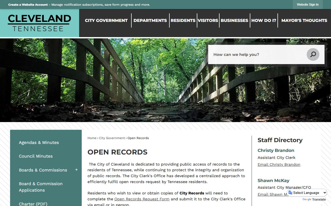 Cleveland Felony Records open records request page