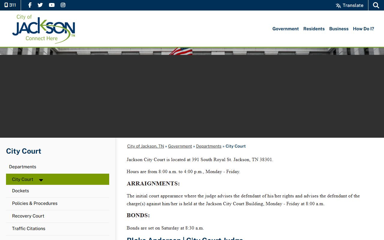 Jackson Felony Records city court page