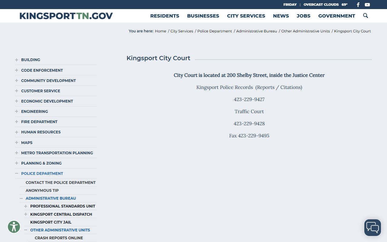 Kingsport Felony Records city court page