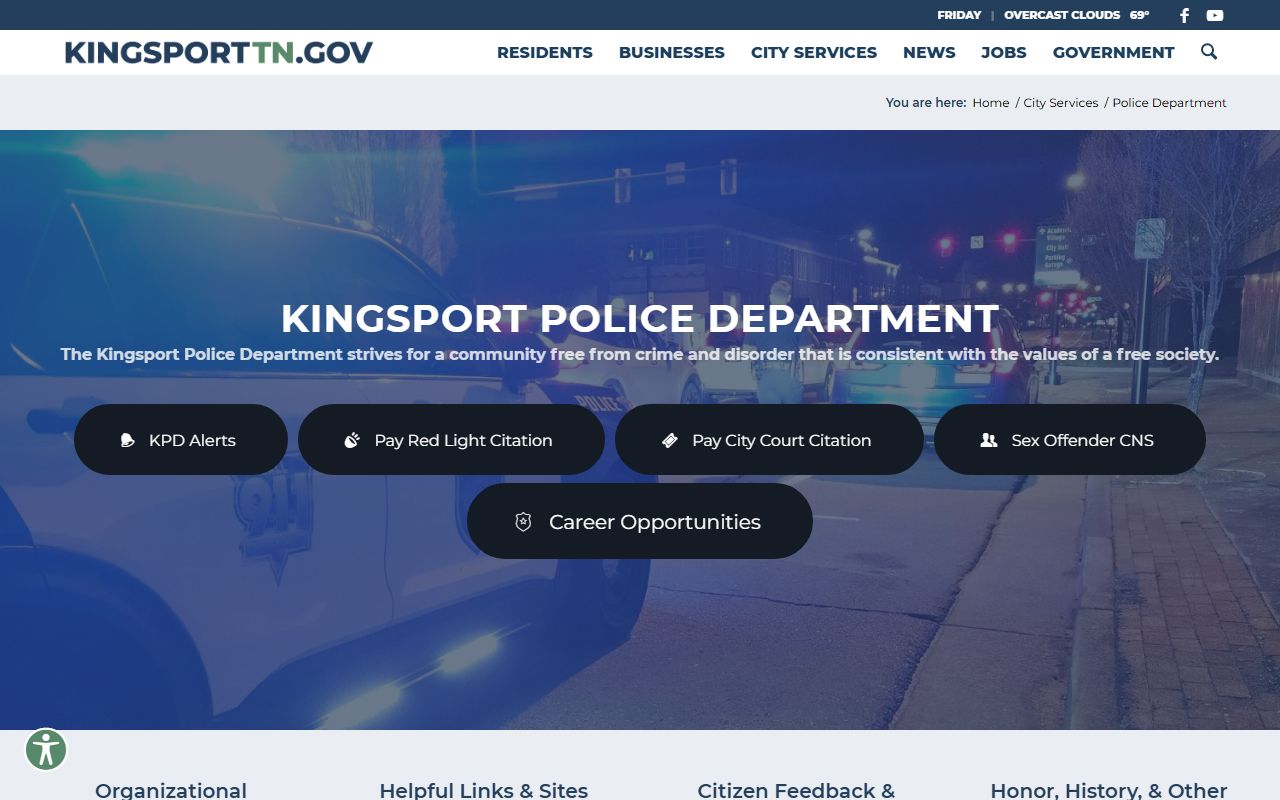 Kingsport Felony Records police department page