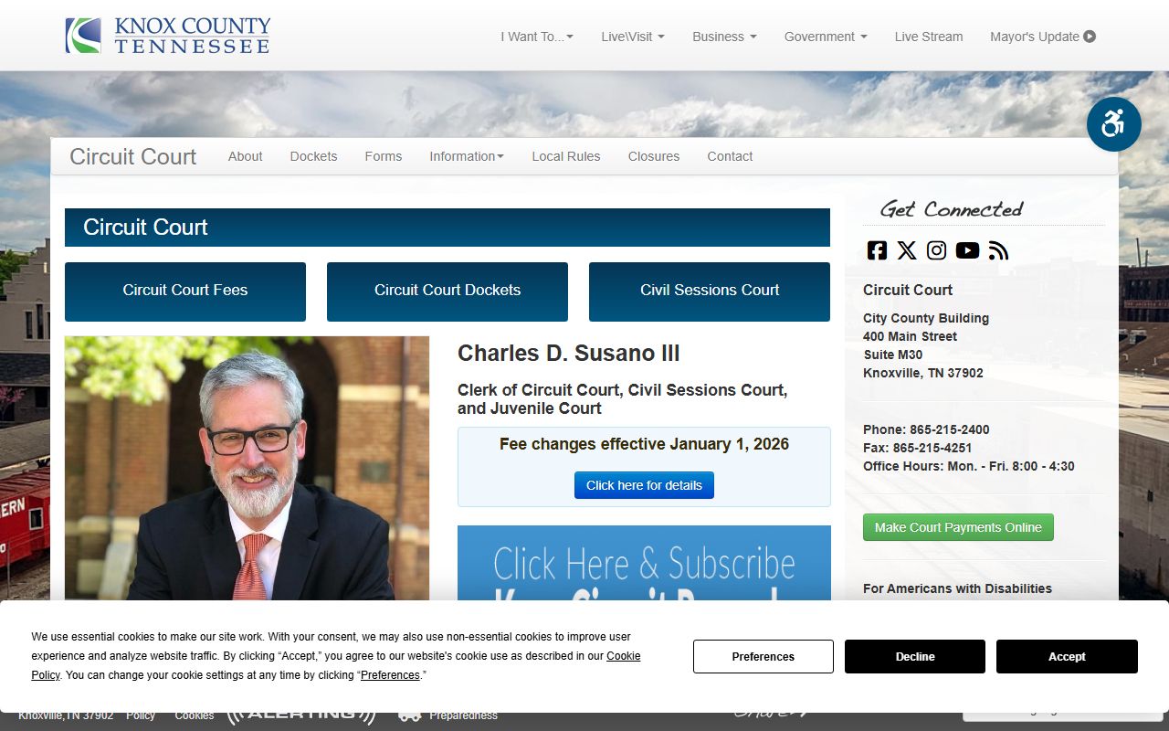 Knoxville Felony Records at the Knox County Circuit Court