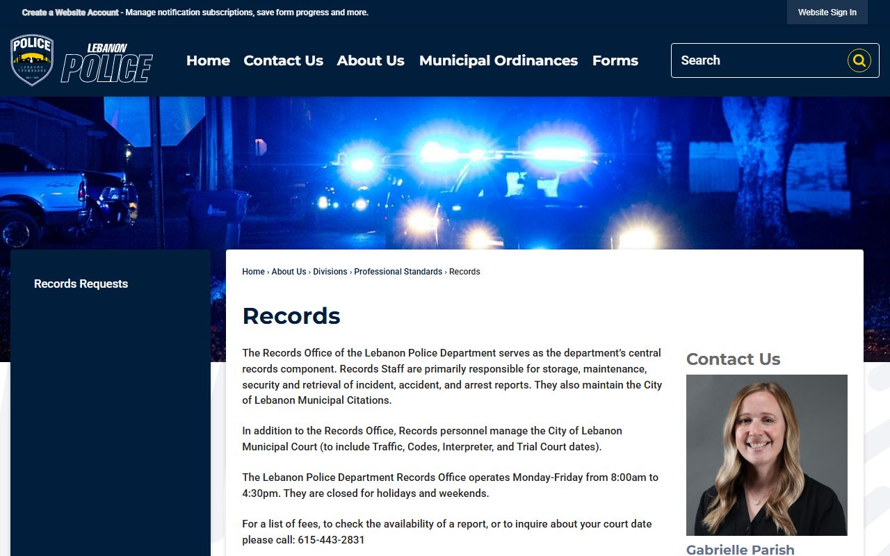 Lebanon Felony Records and Lebanon Police Department records