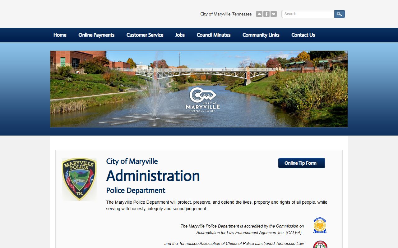 Maryville Felony Records police administration page