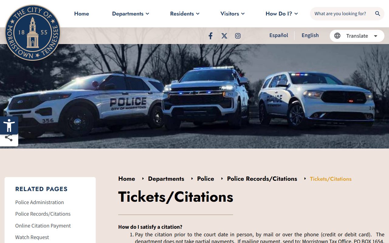 Morristown Felony Records tickets and citations page