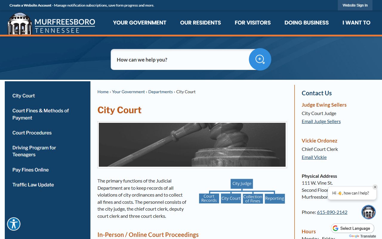 Murfreesboro Felony Records city court page