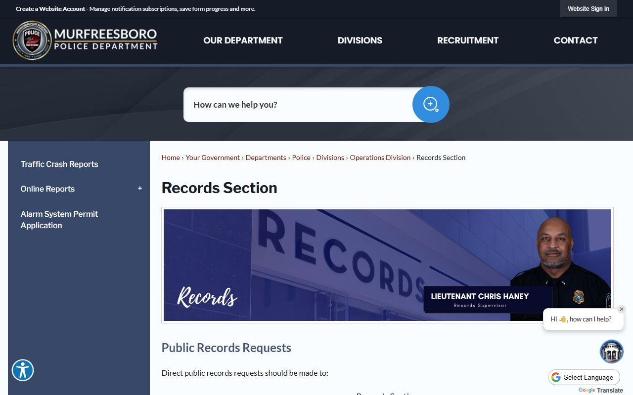 Murfreesboro Felony Records police records section