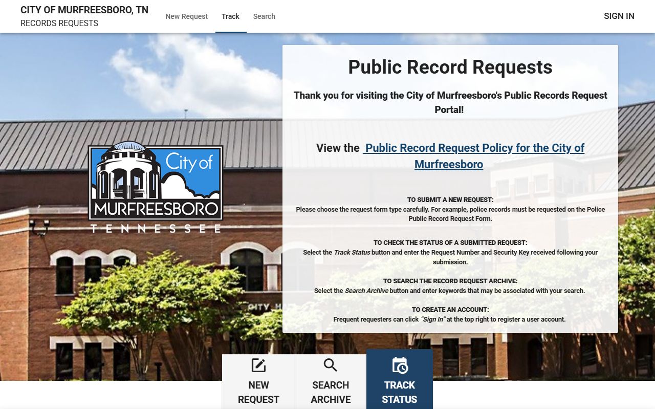 Murfreesboro Felony Records public records portal
