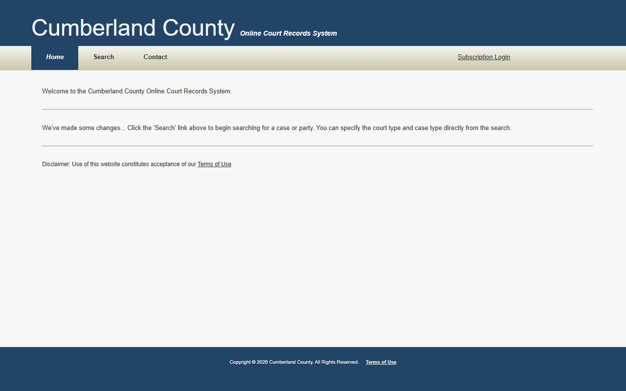 Cumberland County Felony Records online court portal