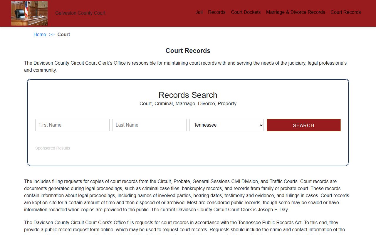 Davidson County Felony Records court records portal