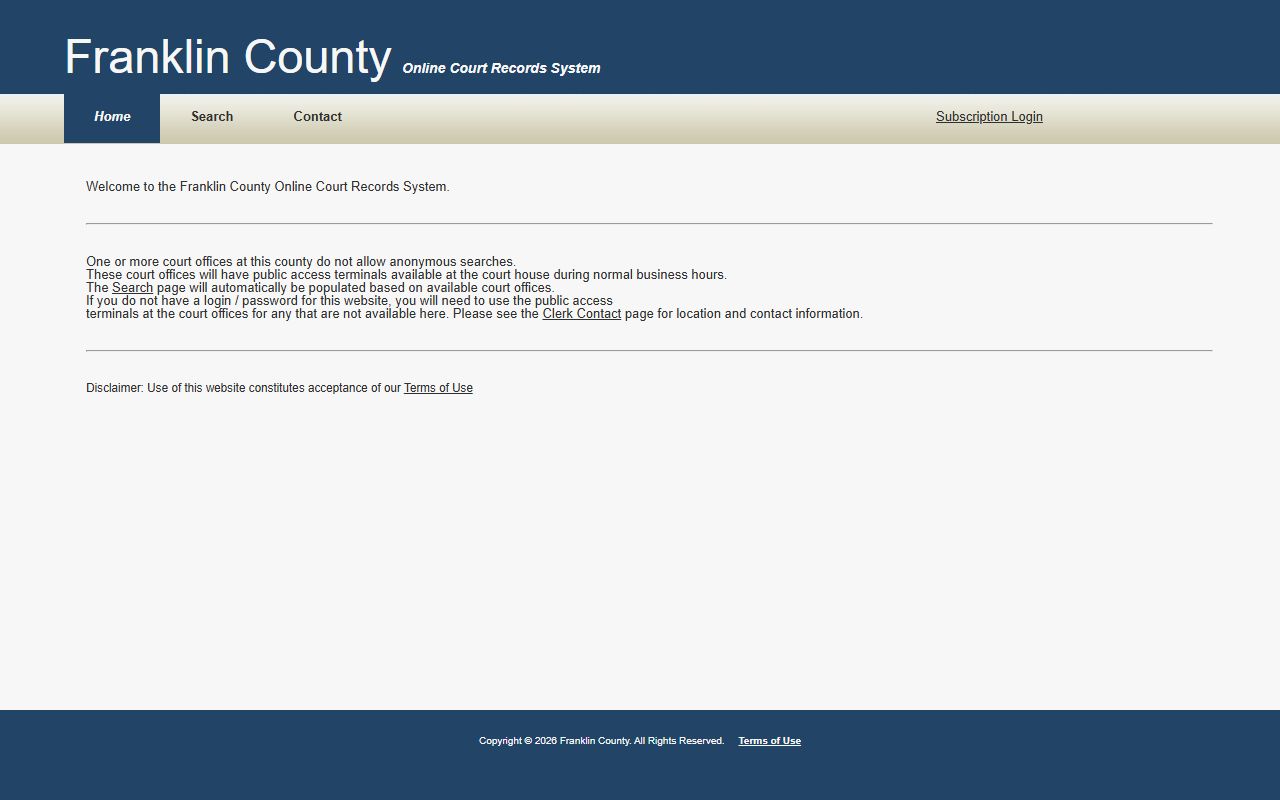 Franklin County Felony Records online court portal