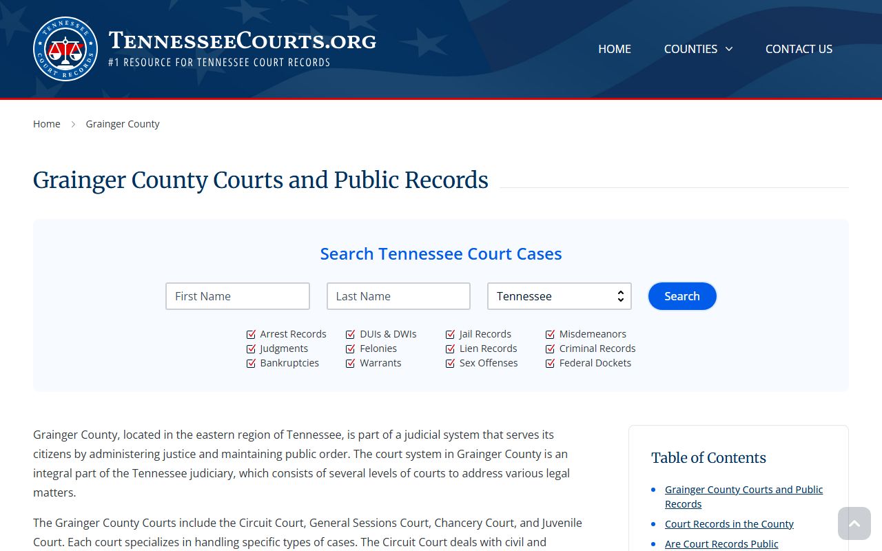 Grainger County Felony Records Tennessee courts guide image