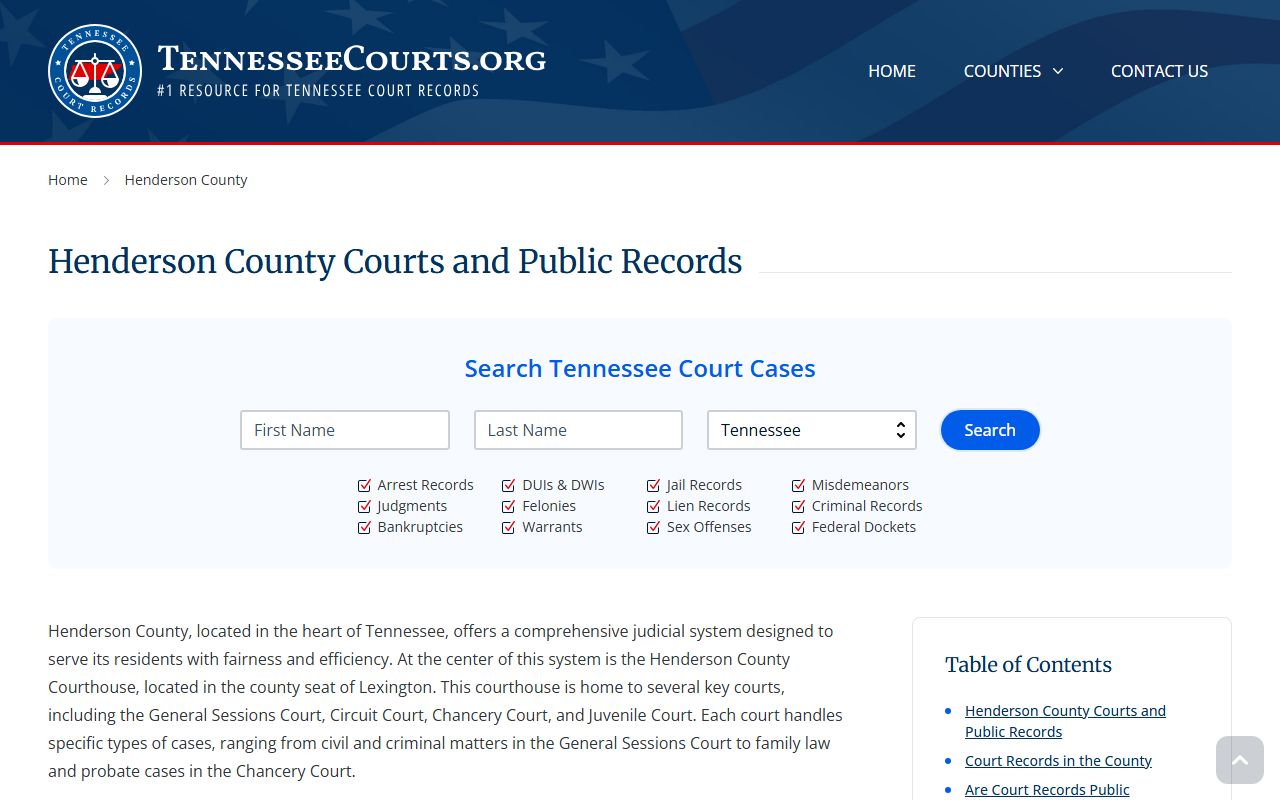 Henderson County Felony Records Tennessee courts guide page