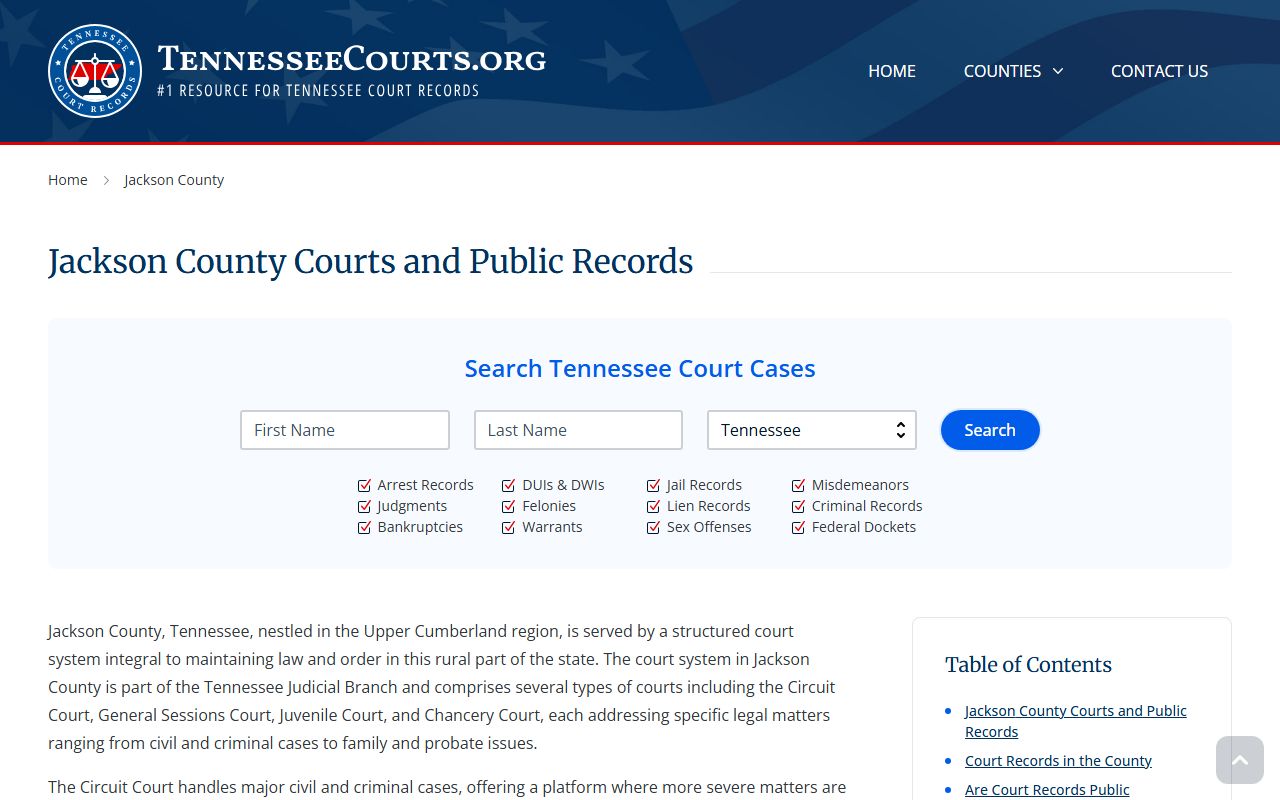 Jackson County Felony Records Tennessee courts guide