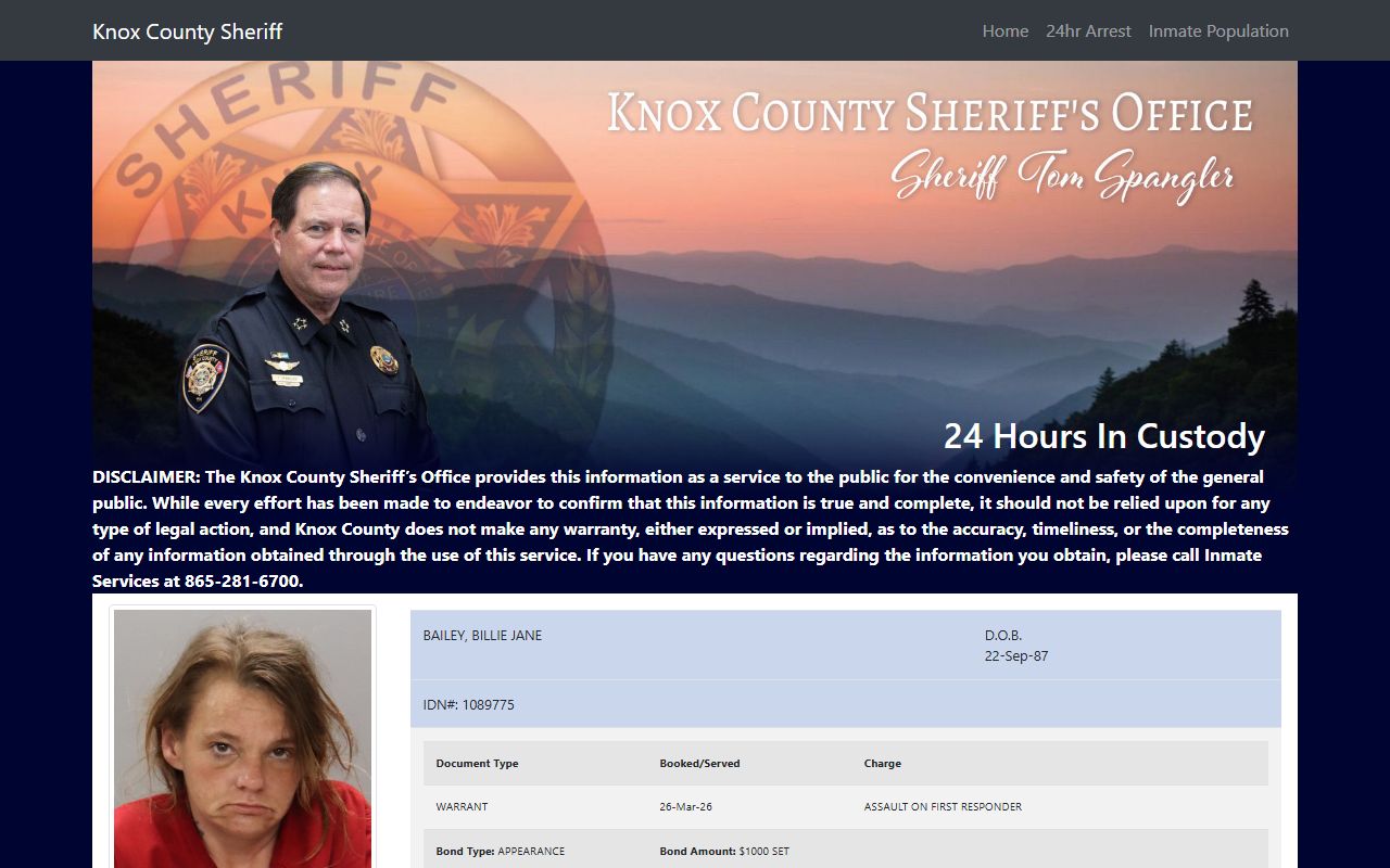 Knox County Felony Records sheriff records image