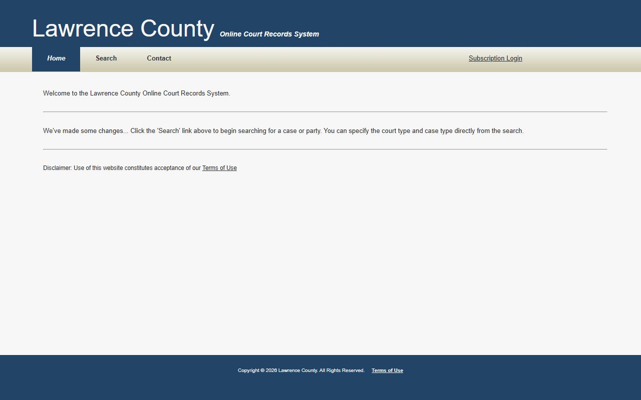 Lawrence County Felony Records online court portal