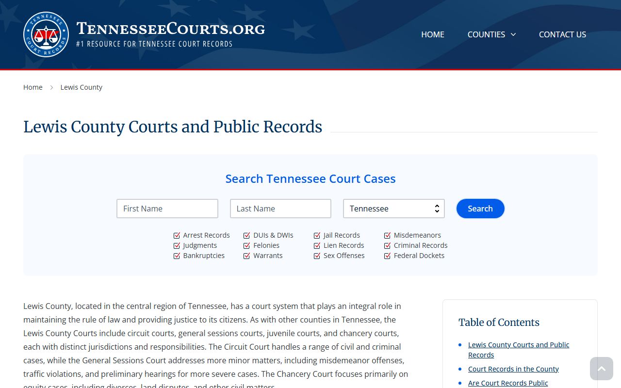 Lewis County Felony Records Tennessee courts guide