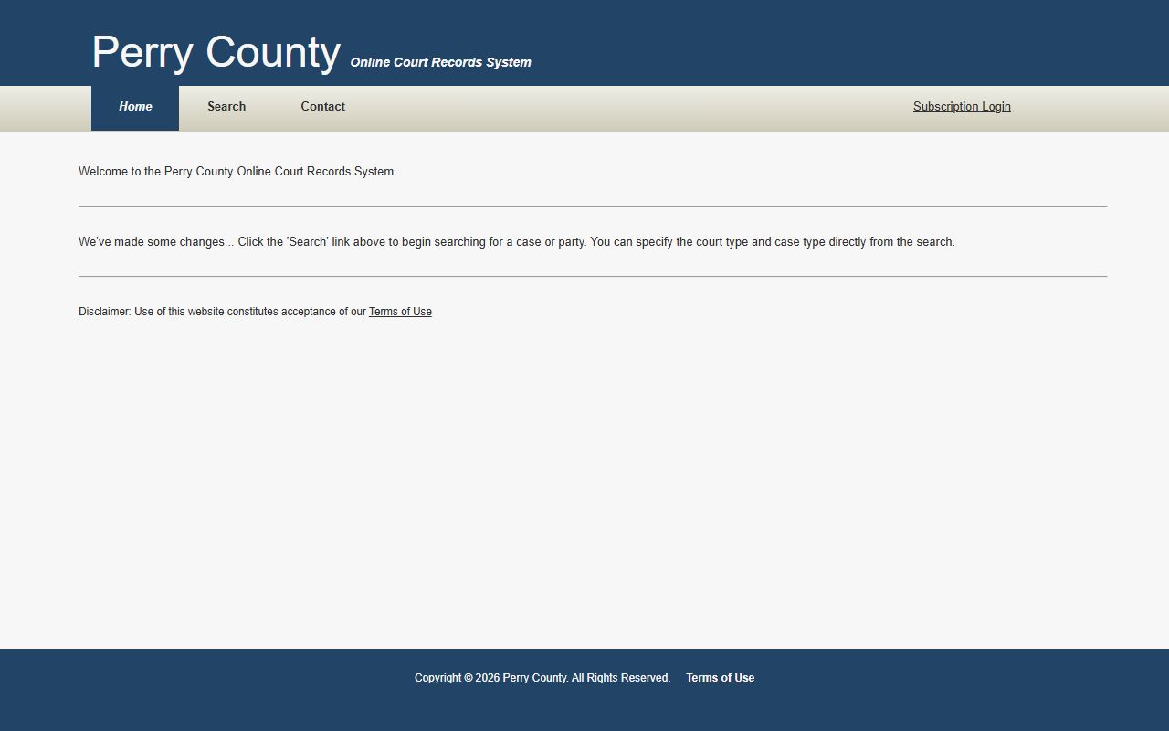 Perry County Felony Records online court portal