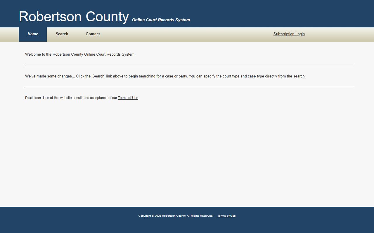 Robertson County Felony Records online court records portal