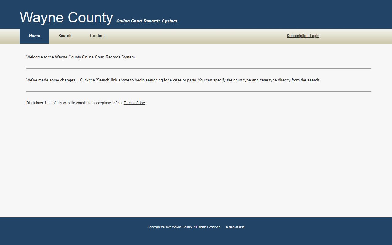 Wayne County Felony Records online court search portal