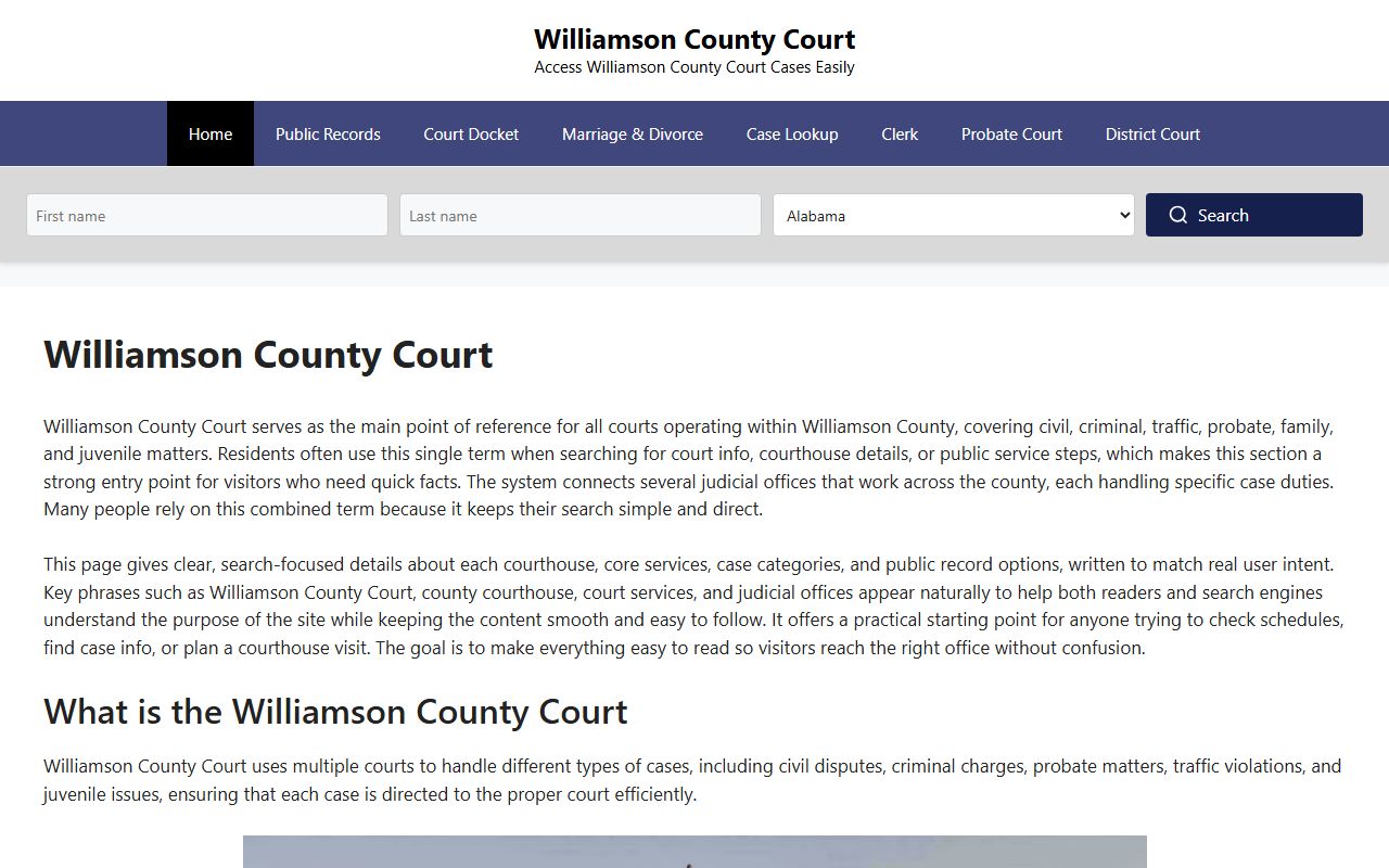 Williamson County Felony Records courts page