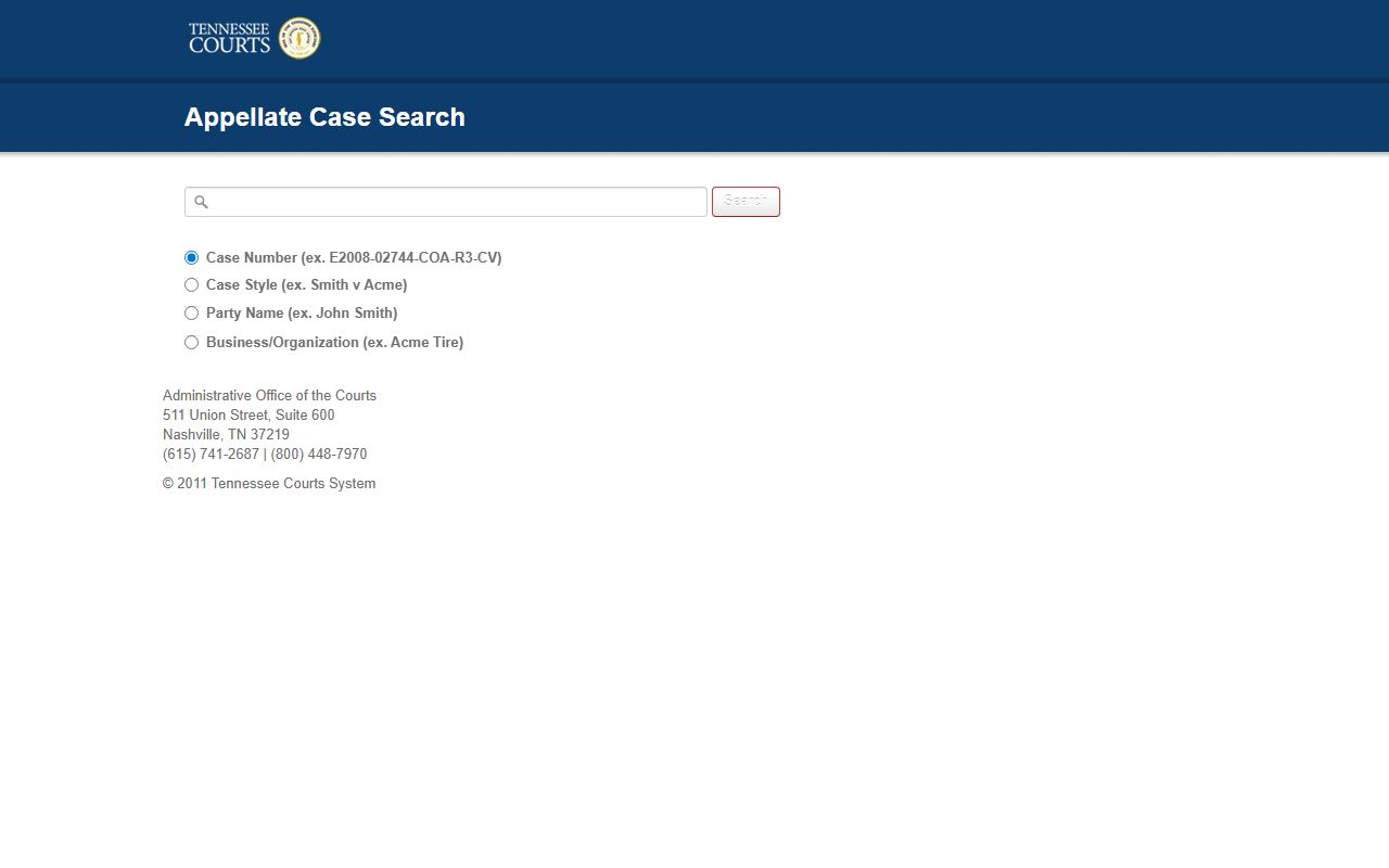 Tennessee Felony Records direct public case history search portal