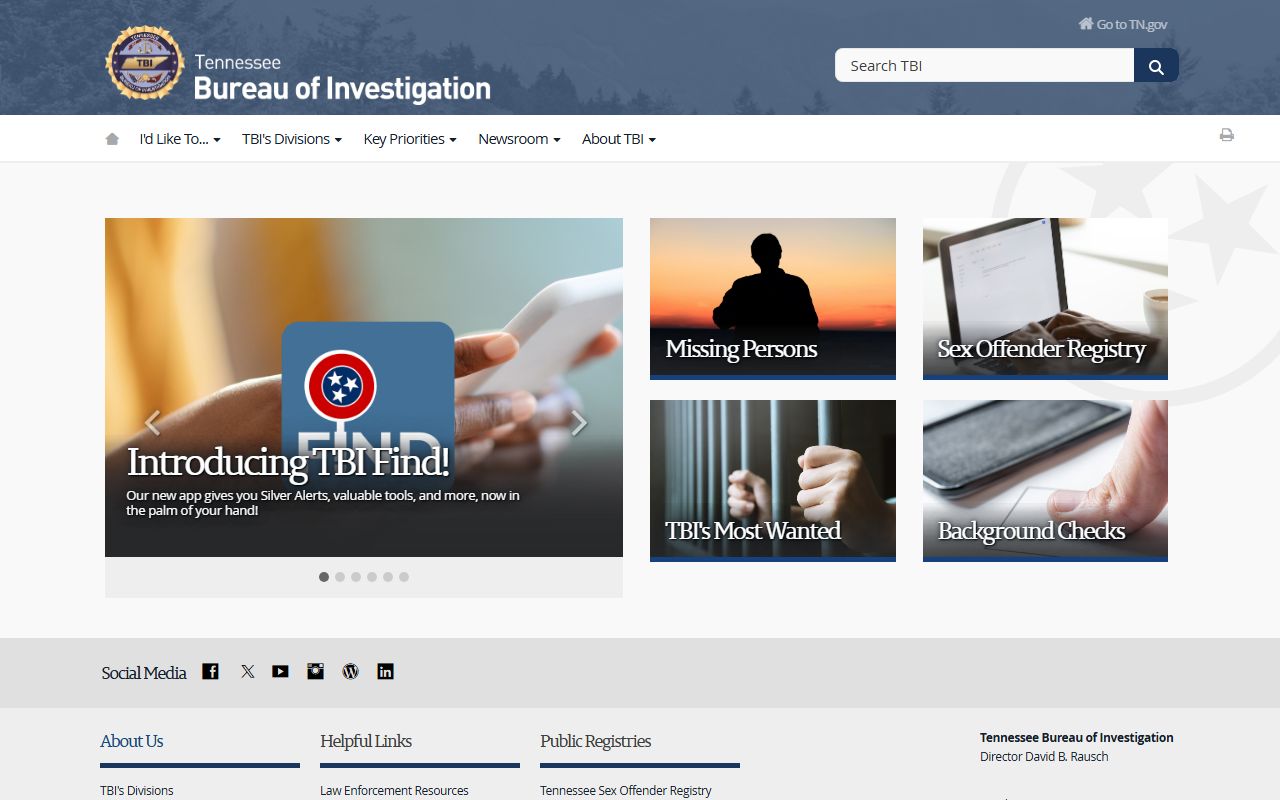 Tennessee Felony Records resources at the Tennessee Bureau of Investigation
