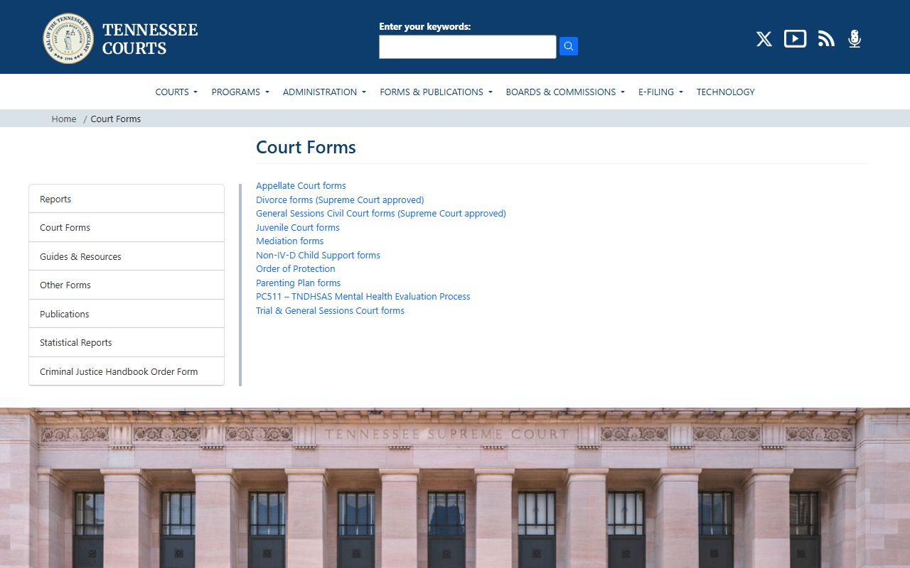 Tennessee Felony Records related court forms from the Tennessee courts website