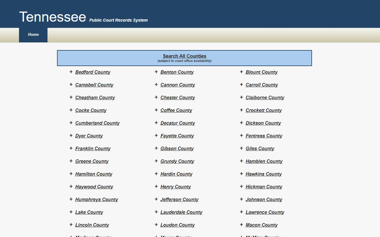 Tennessee Felony Records access through Tennessee Public Court Records